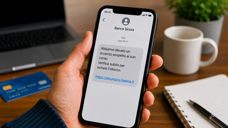 “Abbiamo rilevato un accesso sospetto”: come riconoscere la truffa del finto SMS della banca o delle Poste